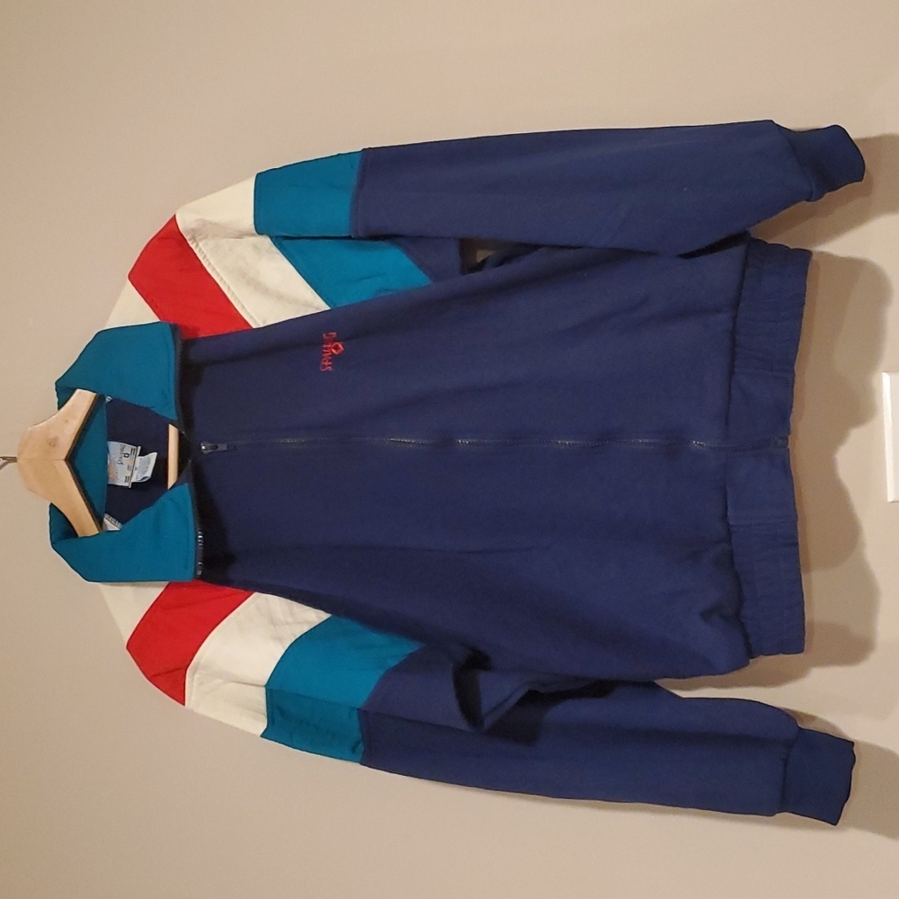 VTG 90s Spalding Colorblock Mock Neck Full Zip Bomber Jacket M